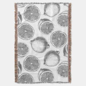 手描きレモン模様 スローブランケット (正面縦)