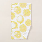 手描きレモン模様 バスタオルセット (ハンドタオル)