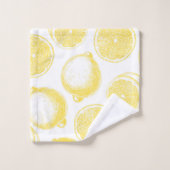 手描きレモン模様 バスタオルセット (ウォッシュタオル)