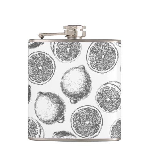 手描きレモン模様 フラスク (正面)
