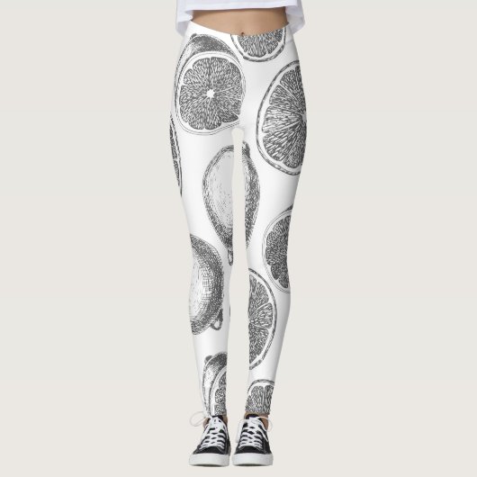 手描きレモン模様 レギンス (正面)