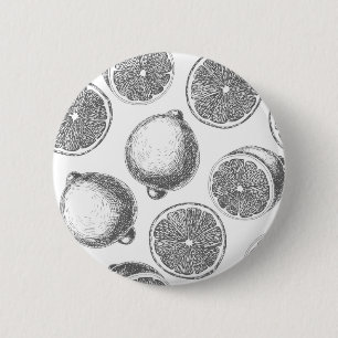 手描きレモン模様 缶バッジ