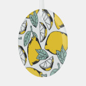 手描きレモン、パタ鮮やかーン。 ガラスオーナメント (正面左)