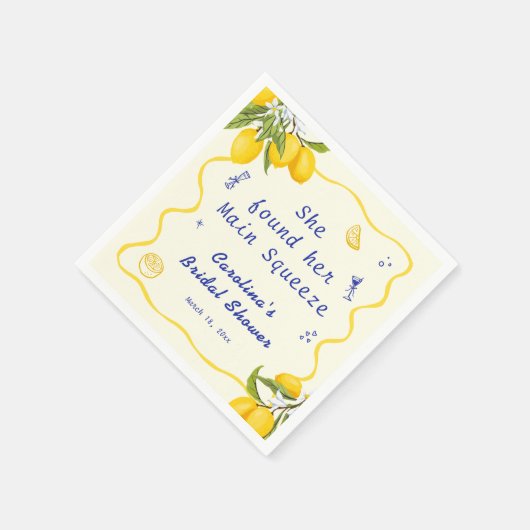 手描きレモン メインスクイーズ ブライダルシャワー スタンダードカクテルナプキン (角)