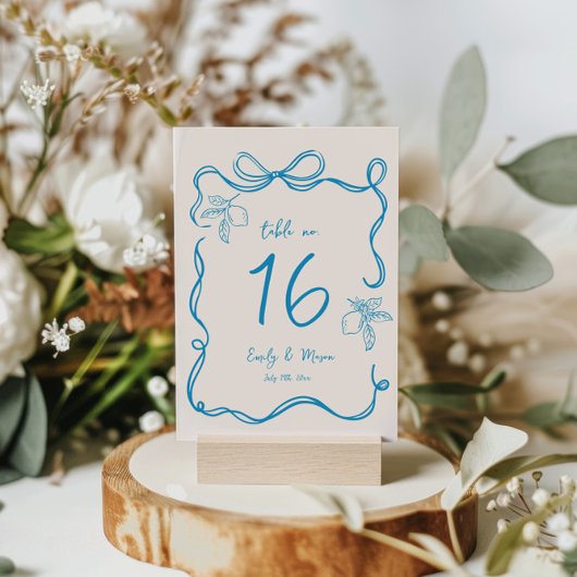 手描きレモ結婚ンの5x7テーブル番号札 招待状