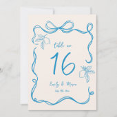 手描きレモ結婚ンの5x7テーブル番号札 招待状 (正面)