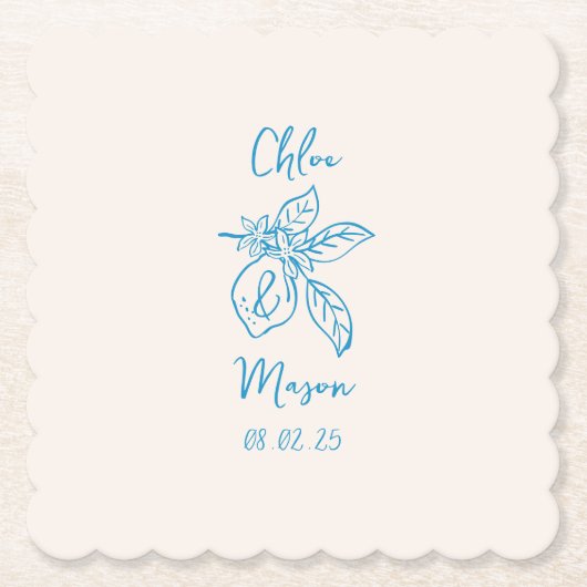 手描きレモ結婚ン ペーパーコースター (正面)