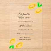 手描きレモ離れンを追加詳細ブライダルシャワー アクリル招待状 (正面)