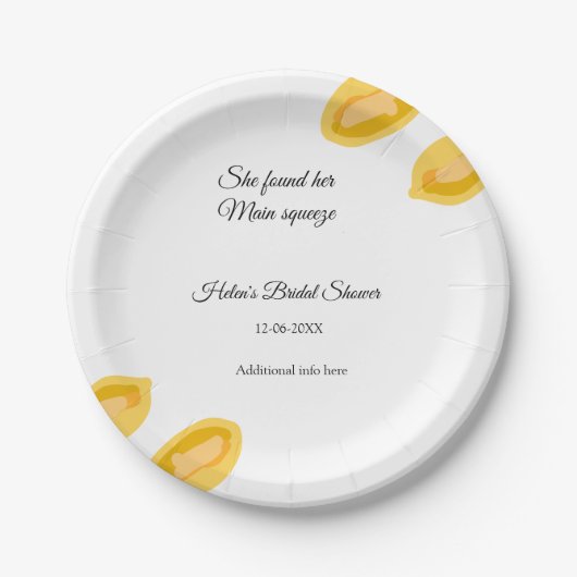 手描きレモ離れンブライダルシャワー ペーパープレート (正面)
