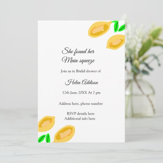手描きレモ離れンブライダルシャワー 招待状 (スタンド正面)