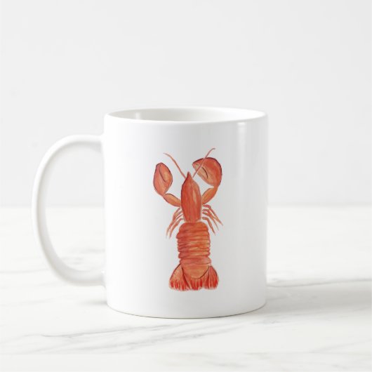 手描きロブスター・ザリガニの水彩画パターン コーヒーマグカップ (左)