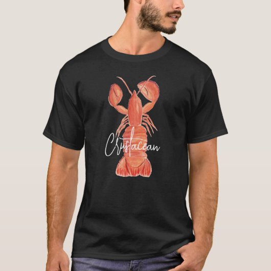 手描きロブスター 伊勢海老 甲殻類 Tシャツ (正面)