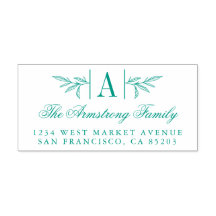 手描きローレルブランチモノグラム差出人住所