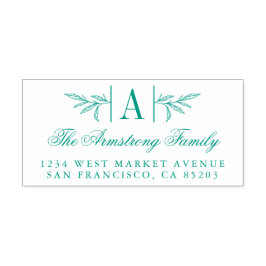 手描きローレルブランチモノグラム差出人住所 セルフインキングスタンプ