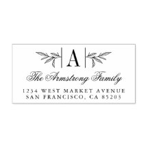 手描きローレルブランチモノグラム差出人住所