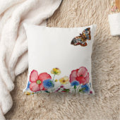 手描きワイルドフラワーの水彩模様 クッション (ブランケット)