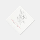 手描きワイルドフラワーエレガントズミニマ結婚リスト スタンダードカクテルナプキン (角)