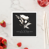 手描きワイルドフラワーエレガントズミニマ結婚リスト スタンダードカクテルナプキン (インサイチュ)