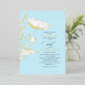 手描きワイルドフラワーエレガントズライトブルー結婚ズ 箔招待状 (立ち正面)