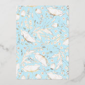 手描きワイルドフラワーエレガントズライトブルー結婚ズ 箔招待状 (裏面)