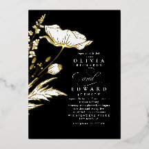 手描きワイルドフラワーエレガントズ黒結婚色