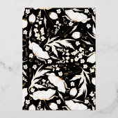 手描きワイルドフラワーエレガントズ黒結婚色 箔招待状 (裏面)