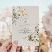 手描きワイルドフラワーエレガントセージ卒業 招待状