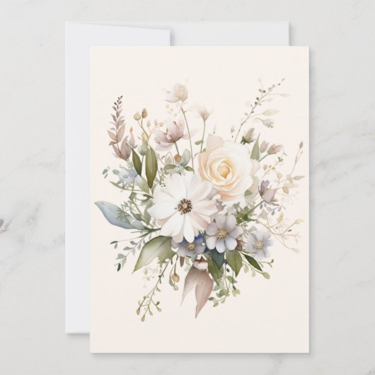 手描きワイルドフラワーエレガントセージ卒業 招待状 (裏面)