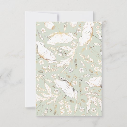 手描きワイルドフラワーズ金ゴールドウェディングRSVP 出欠カード (裏面)