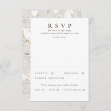 手描きワイルドフラワーズ金ゴールドウェディングRSVP