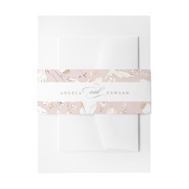 手描きワイルドフラワーダスティピンクエレガントな結婚式 招待状ベリーバンド