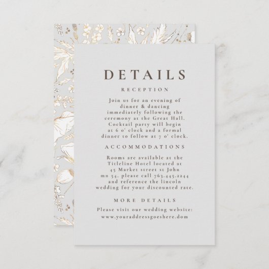 手描きワイルドフラワーパター結婚ンの詳細 エンクロージャーカード (正面/裏面)