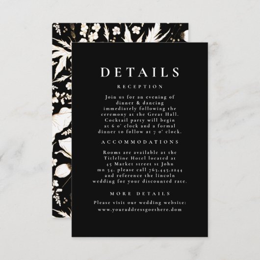 手描きワイルドフラワーパター結婚ンの詳細 エンクロージャーカード (正面/裏面)