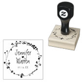 手描きワイルドフラワーパーソナライズされたリース結婚ズ ラバースタンプ (押印)