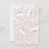 手描きワイルドフラワーピンク結婚式RSVP 出欠カード (裏面)