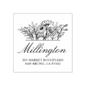 手描きワイルドフラワーファミリーネーム差出人住所 ラバースタンプ (インプリント)