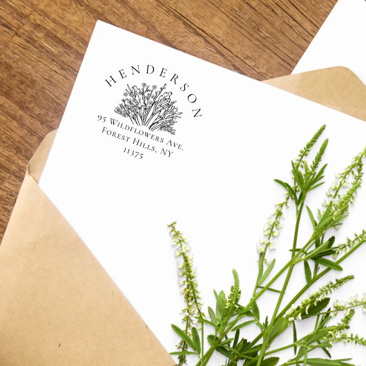 手描きワイルドフラワーファミリー差出人住所 ラバースタンプ