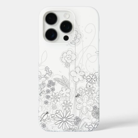 手描きワイルドフラワーブラックとホワイト Case-Mate iPhoneケース (裏面)