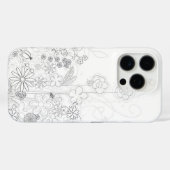 手描きワイルドフラワーブラックとホワイト Case-Mate iPhoneケース (裏面 (横))