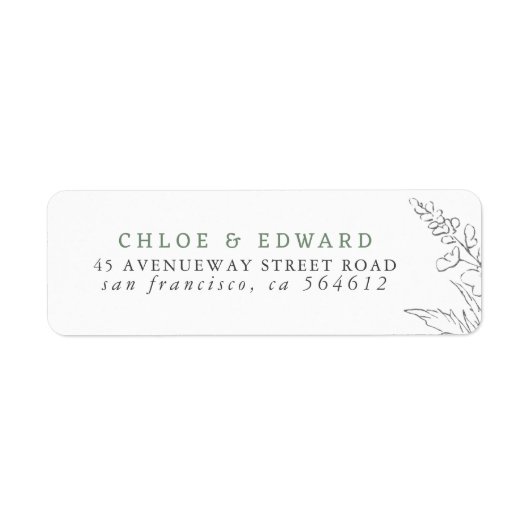 手描きワイルドフラワーミニマリストセージグリーン ラベル (正面)