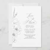 手描きワイルドフラワーミニマルブライダルシャワー 招待状 (正面)