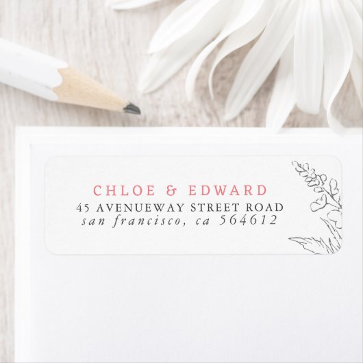 手描きワイルドフラワーミニマル白とピンク ラベル (インサイチュ)