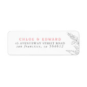 手描きワイルドフラワーミニマル白とピンク ラベル (正面)