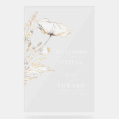 手描きワイルドフラワーモダンエレガントな結婚式 アクリルサイン (正面)