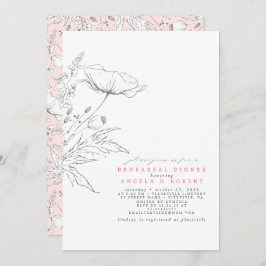 手描きワイルドフラワーリハエレガントーサルディナー 招待状