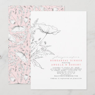 手描きワイルドフラワーリハエレガントーサルディナー 招待状