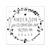 手描きワイルドフラワーリース差出人住所 セルフインキングスタンプ (デザイン)