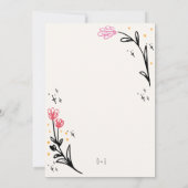 手描きワイルドフラワー落書き縁どの波結婚波 招待状 (裏面)