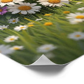 手描きワイルドフラワー、小麦の茎、蝶 ポスター (角)