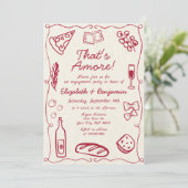 手描きワインレッドレトロイタリアン婚約パーティ 招待状 (スタンド正面)